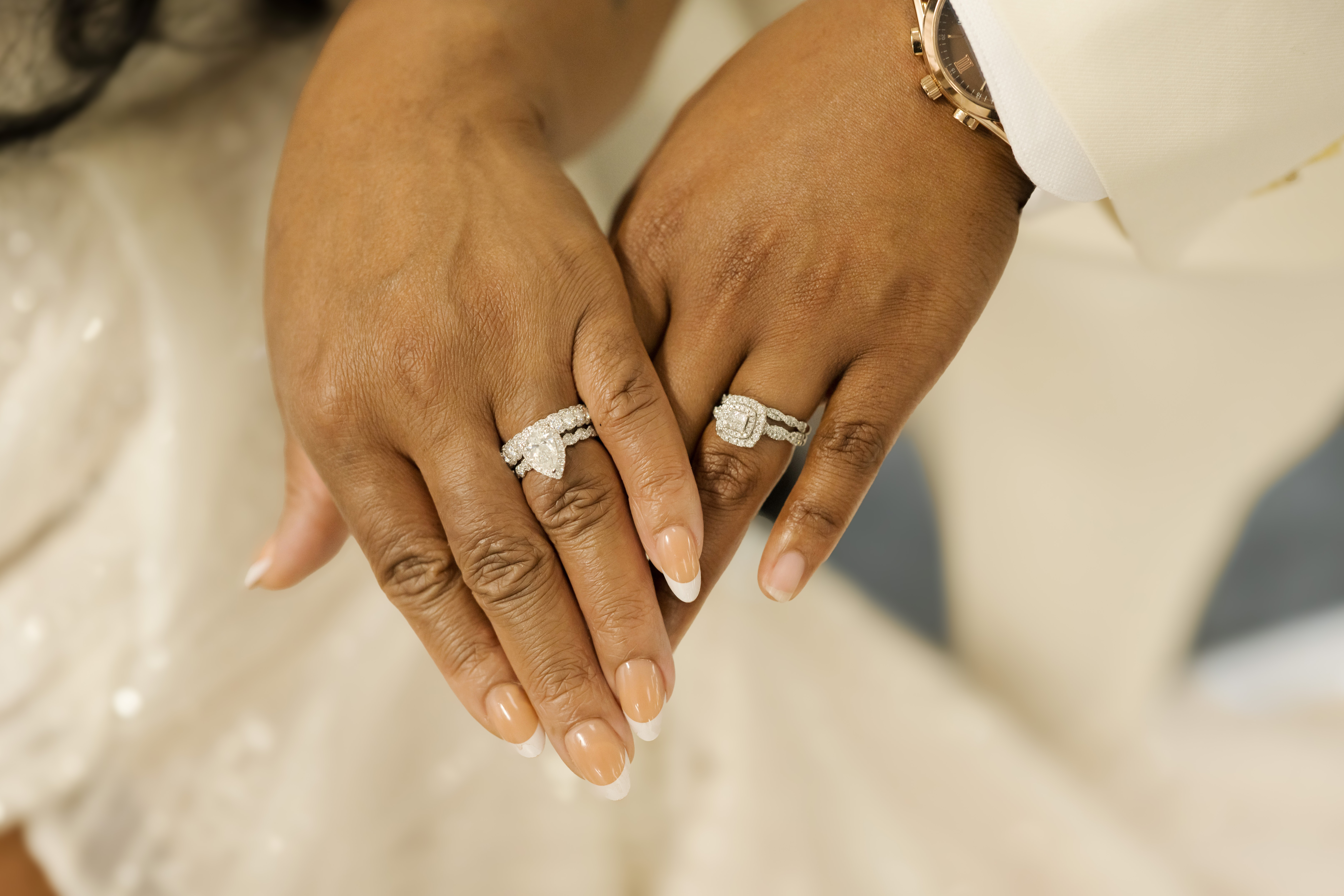 Close-up of engagement ring during an Ohio engagement photo session
